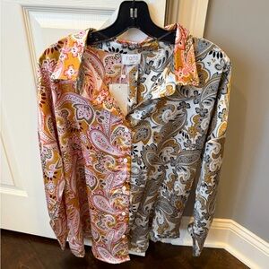 NWT Fate Paisley Button-Down Shirt